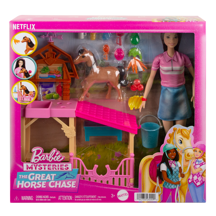 Barbie Mysteries: The Great Horse Chase Stable Playset With Fashion Doll, Small Toy Pony & 10+ Accessories Best Seller