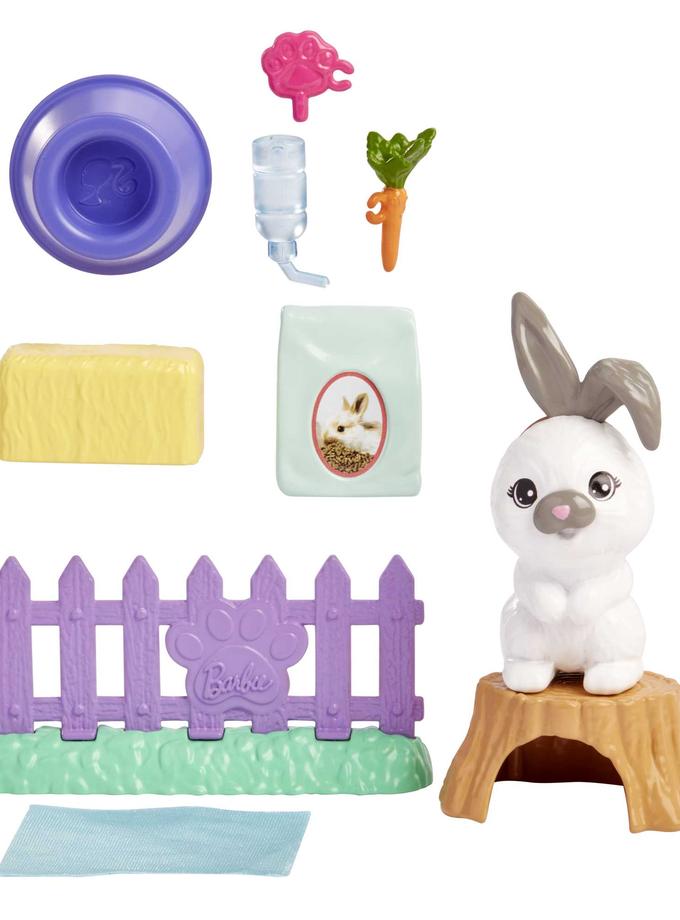 Barbie Pet And Accessories Set, Bunny With Moving Nose And Ears, Plus 10+ Pieces Best Seller