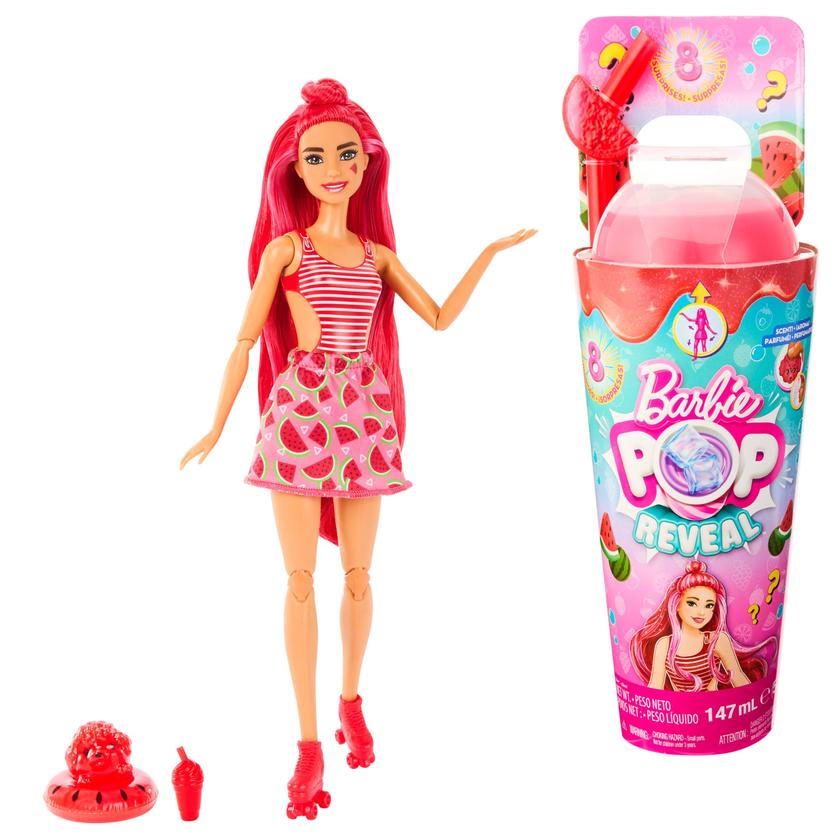 Barbie Pop Reveal Fruit Series Watermelon Crush Doll, 8 Surprises Include Pet, Slime, Scent & Color Change Best Price