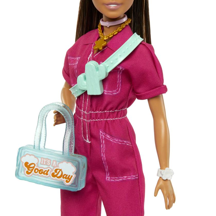 Barbie Poupée Avec Combinaison Rose Tendance, Accessoires et Chiot New Arrival