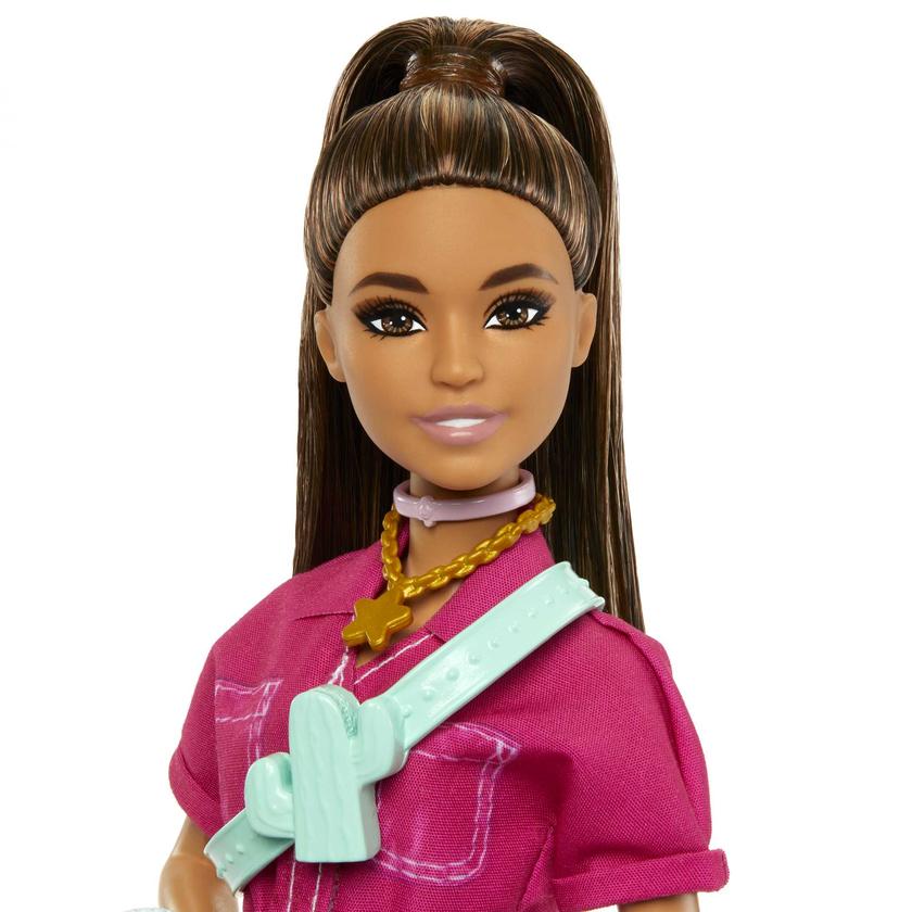 Barbie Poupée Avec Combinaison Rose Tendance, Accessoires et Chiot New Arrival