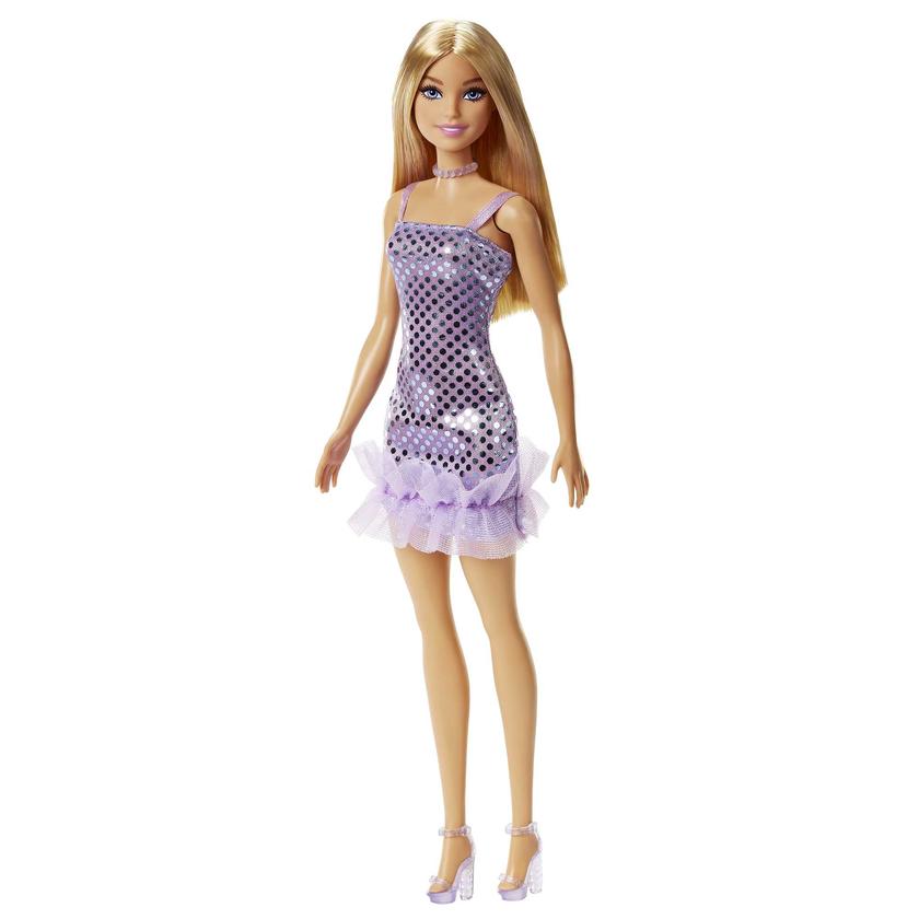 Barbie Poupée Blonde Avec Robe Lavande Métallique High Quality