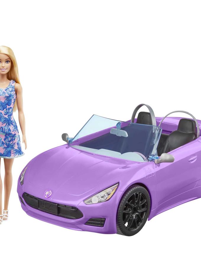 Barbie Poupée Blonde, Décapotable Violette Free shipping