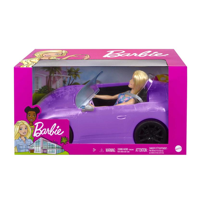 Barbie Poupée Blonde, Décapotable Violette Free shipping