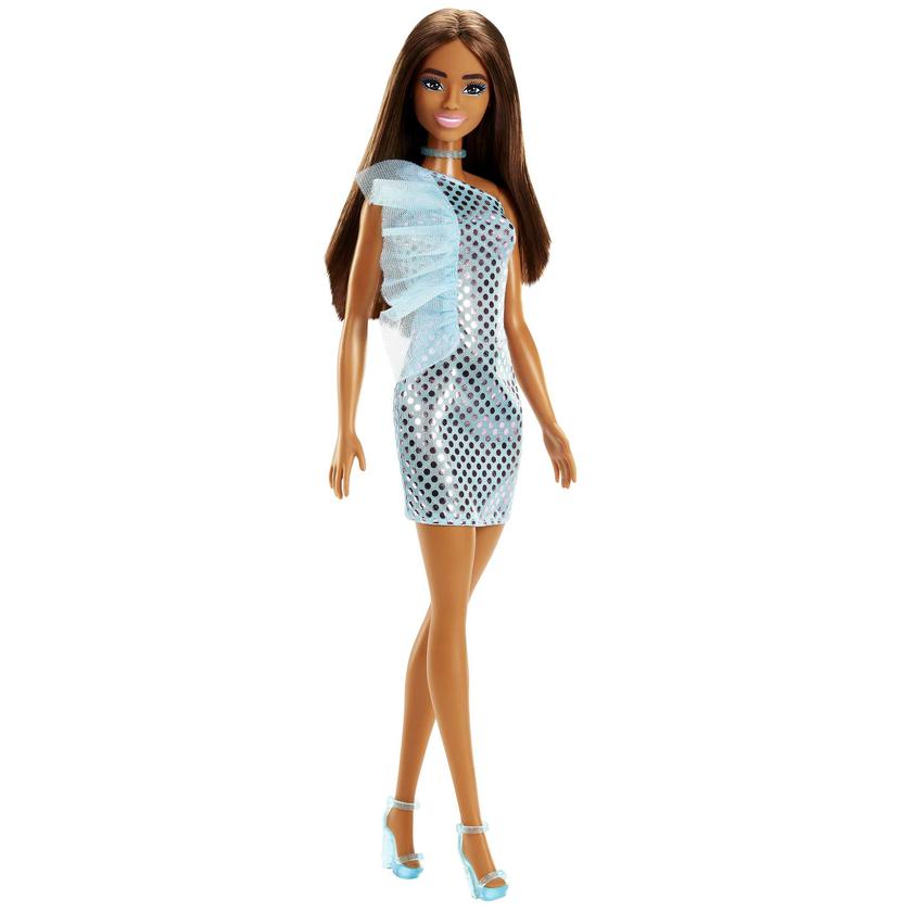 Barbie Poupée Brunette Avec Robe Sarcelle Métallique Best Seller