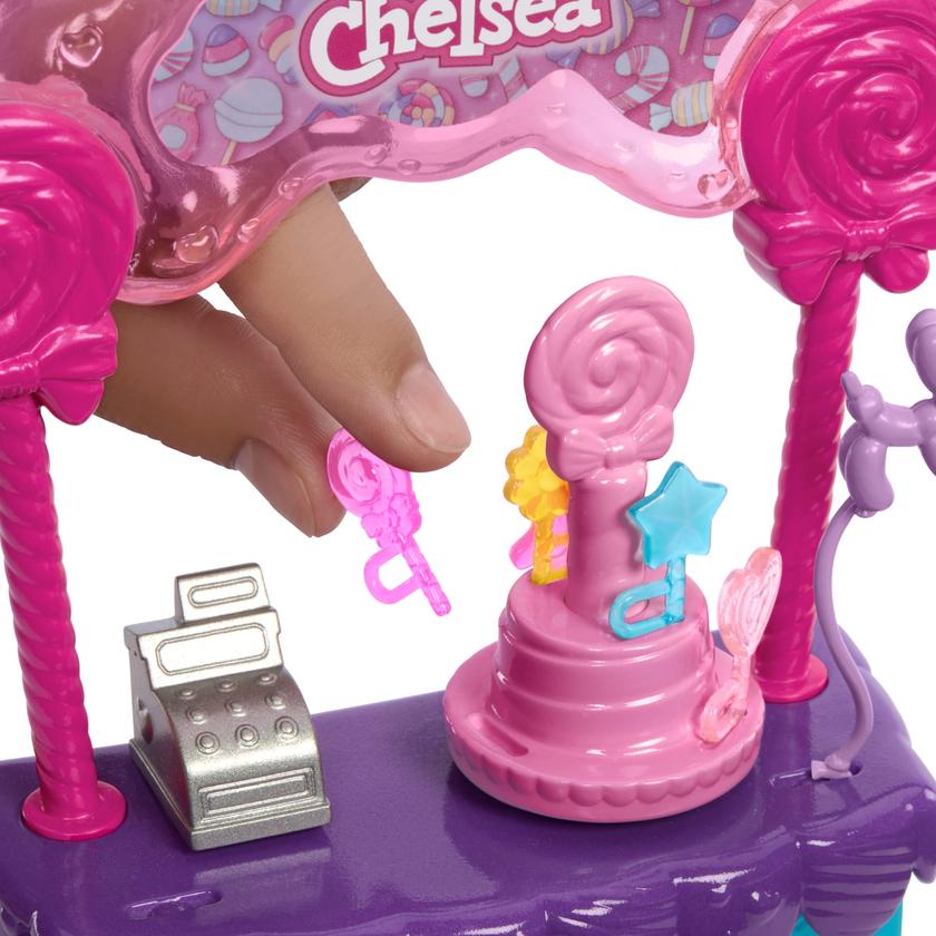 Barbie  Poupée Chelsea et Kiosque à Sucettes et Bonbons, 10Éléments Best Seller