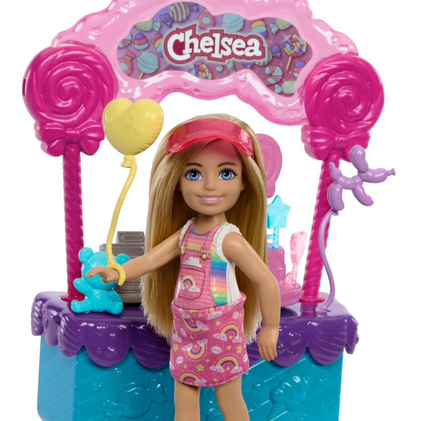 Barbie  Poupée Chelsea et Kiosque à Sucettes et Bonbons, 10Éléments Best Seller