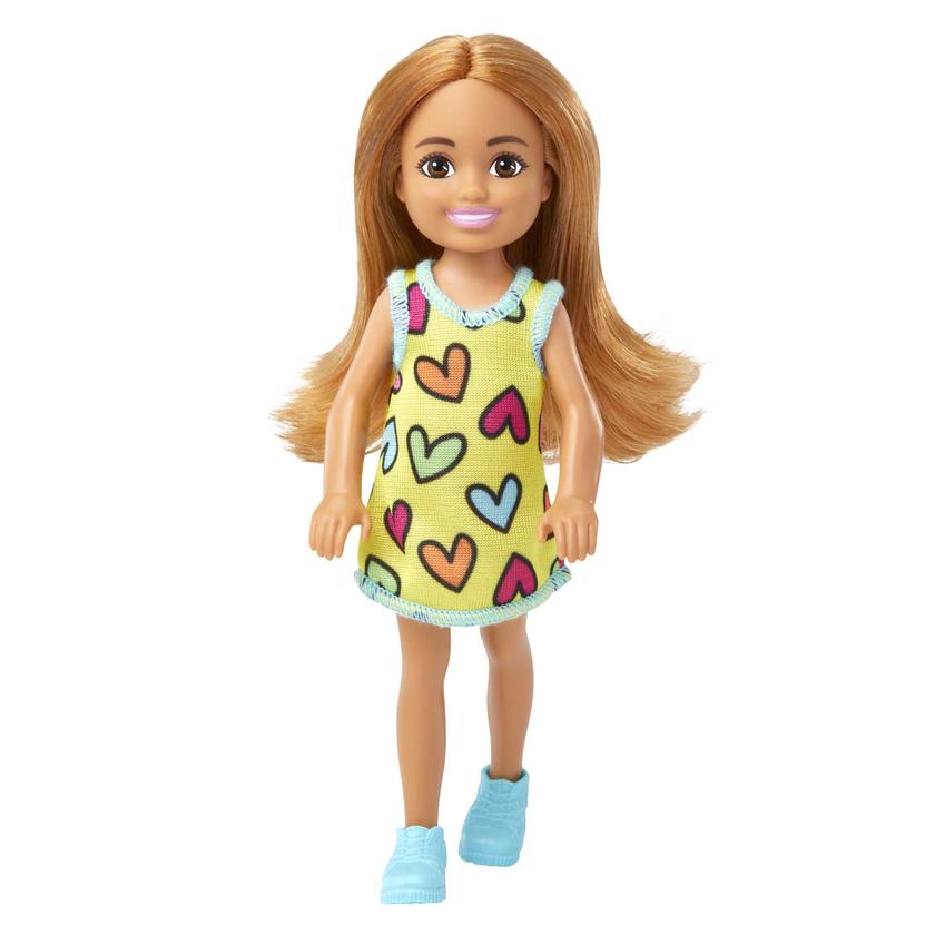 Barbie-Poupée Chelsea-Petite Poupée Avec Robe à Imprimé Cœurs Amovible Avec Cheveux Blonds et Yeux Bleus Best Seller