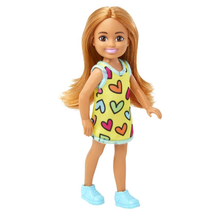 Barbie-Poupée Chelsea-Petite Poupée Avec Robe à Imprimé Cœurs Amovible Avec Cheveux Blonds et Yeux Bleus Best Seller