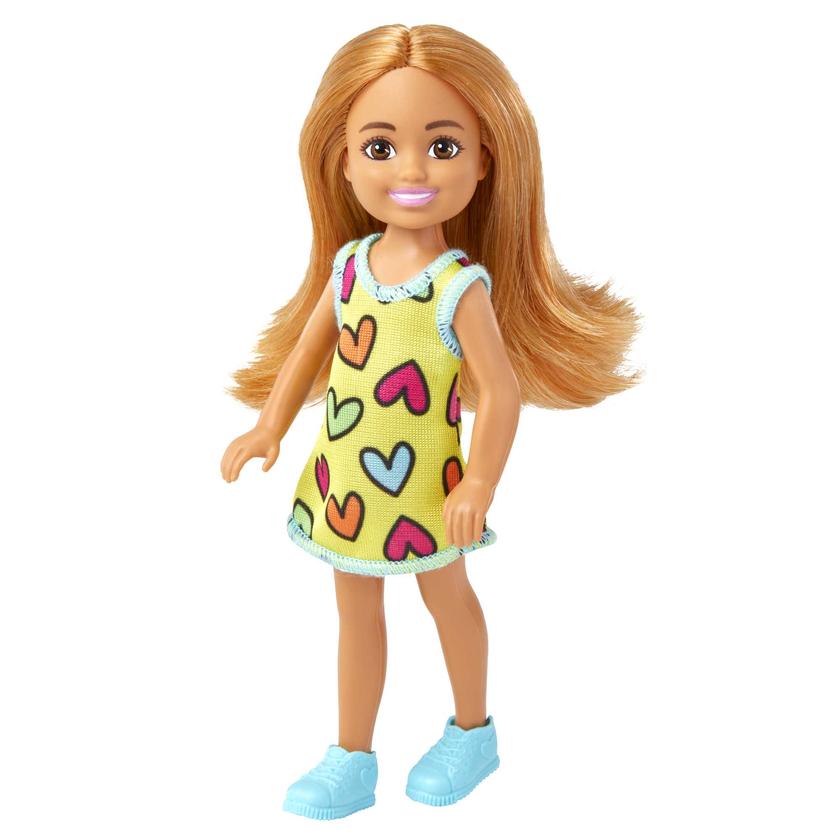 Barbie-Poupée Chelsea-Petite Poupée Avec Robe à Imprimé Cœurs Amovible Avec Cheveux Blonds et Yeux Bleus Best Seller