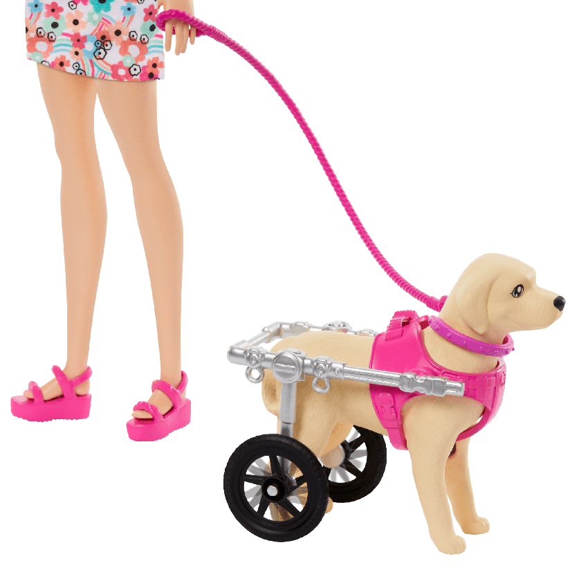 Barbie  Poupée, Chiot et Chien Dans Un Fauteuil Roulant, Accessoire For Sale