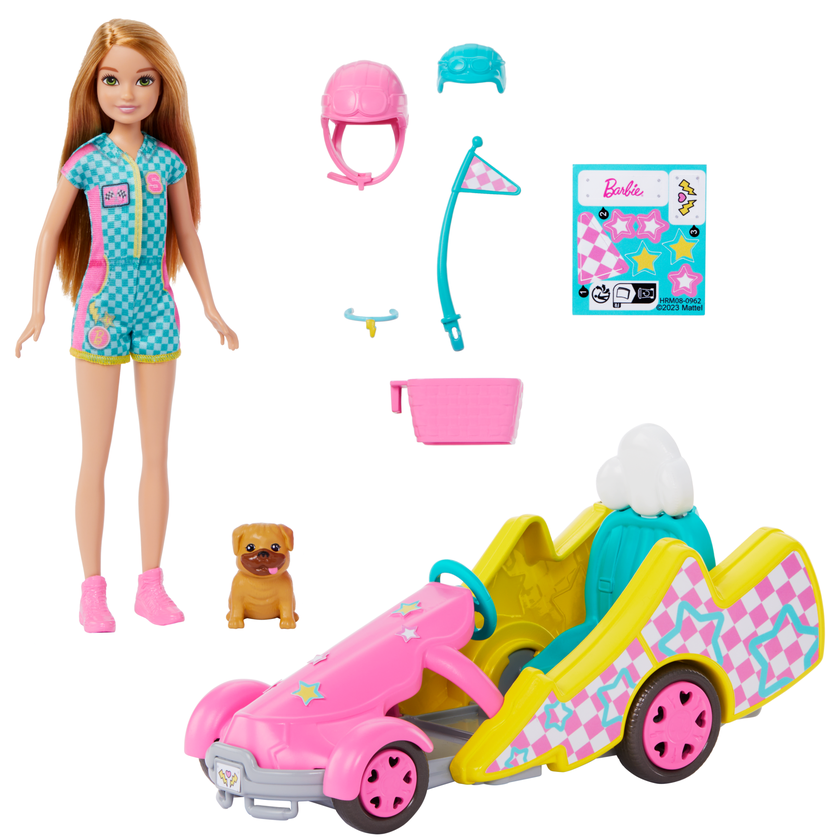 Barbie-Poupée Stacie Karting, Avec Kart, Chien et Accessoires Same Day Delivery