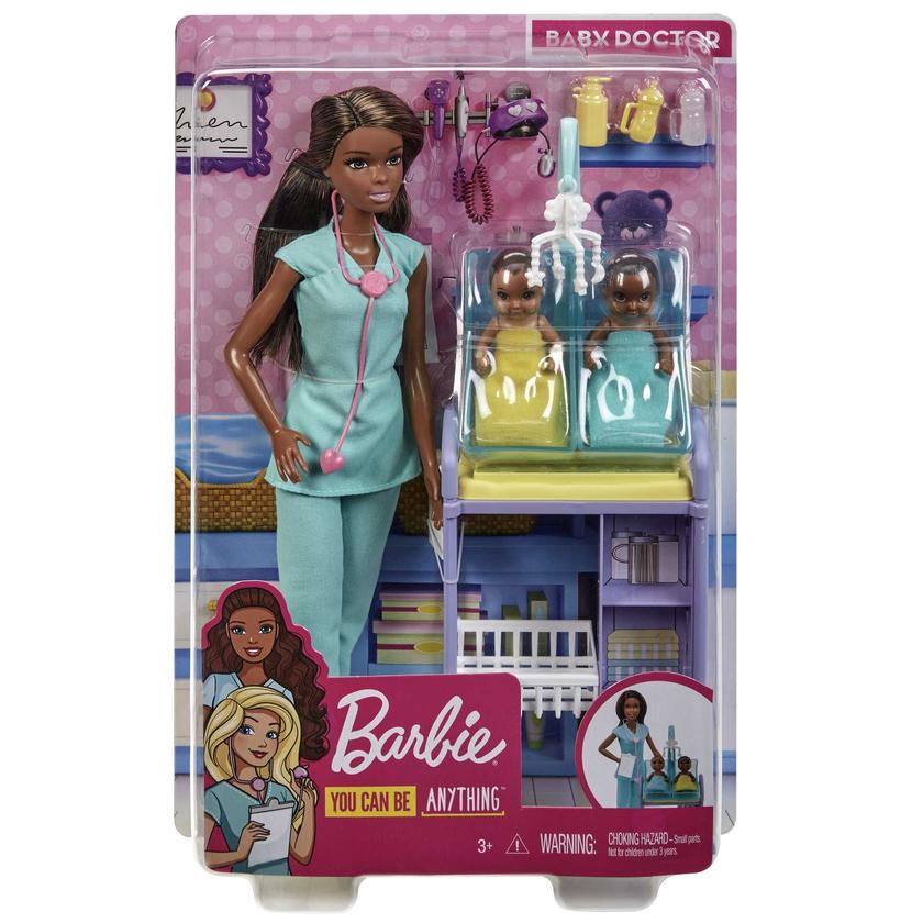 Barbie Profissões Conjunto de Brinquedo Pediatra Cabelo Castanho Com 2 Bebês Same Day Delivery