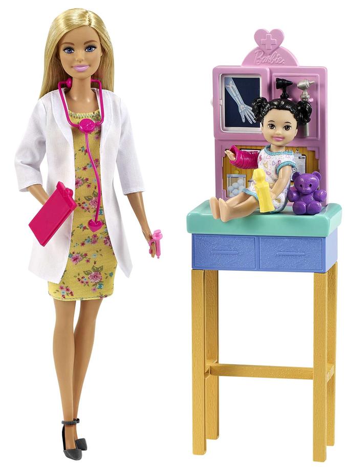 Barbie Profissões Conjunto de Brinquedo Pediatra Cabelo Loiro Com Bebê On Sale