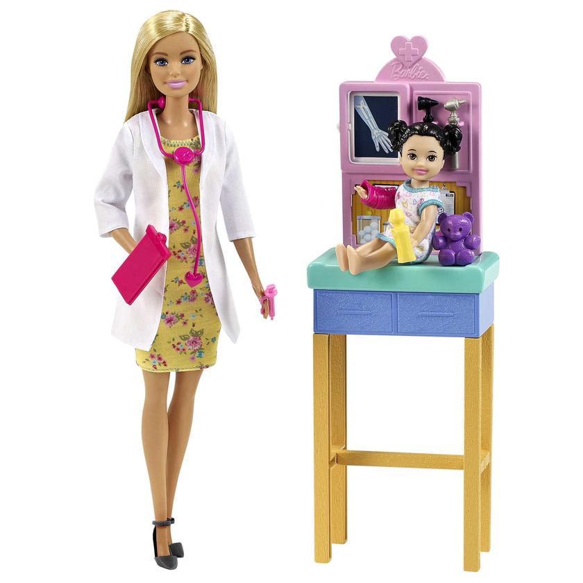 Barbie Profissões Conjunto de Brinquedo Pediatra Cabelo Loiro Com Bebê On Sale