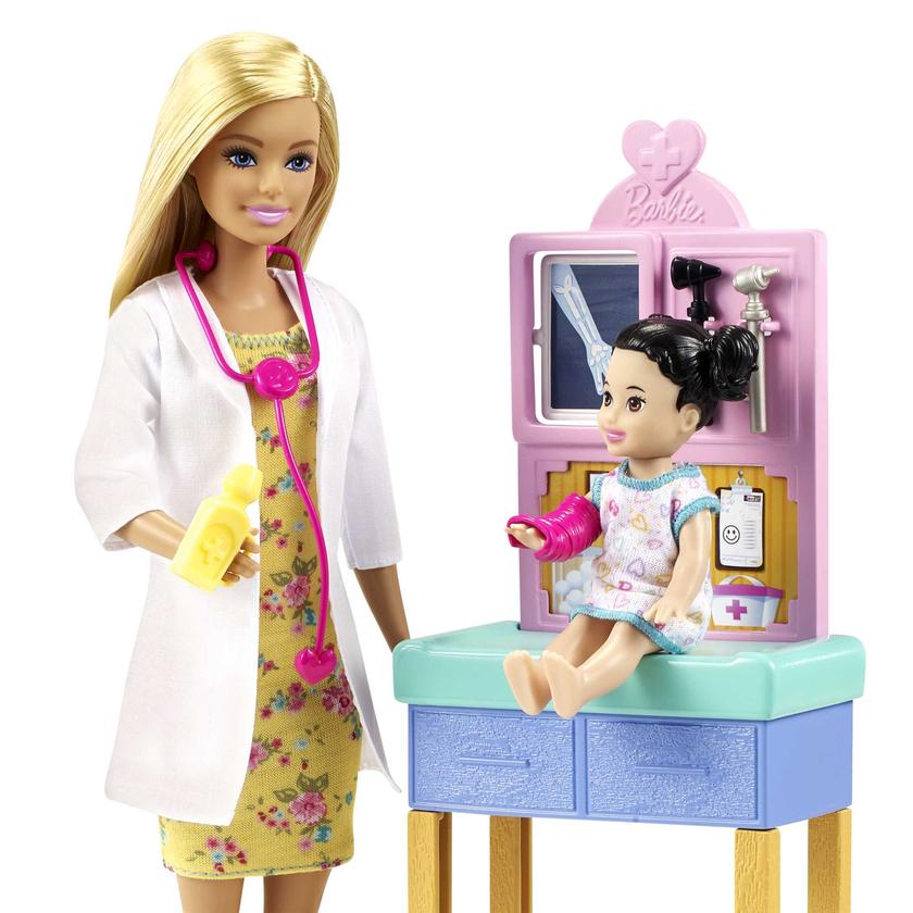 Barbie Profissões Conjunto de Brinquedo Pediatra Cabelo Loiro Com Bebê On Sale