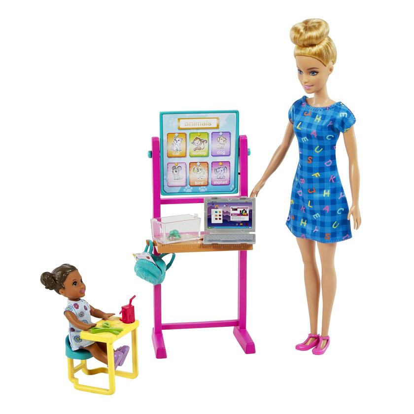 Barbie Profissões Conjunto de Brinquedo Professora Cabelo Loiro Com Bebê Free shipping