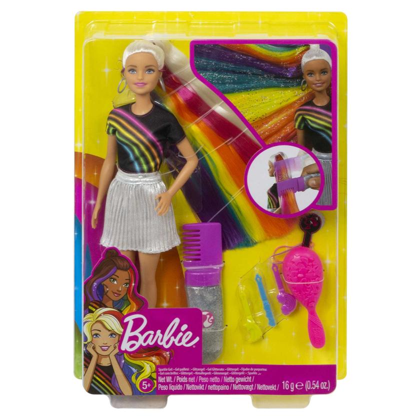 Barbie Rainbow Sparkle Hair Doll, Blonde, With Accessories Same Day Delivery