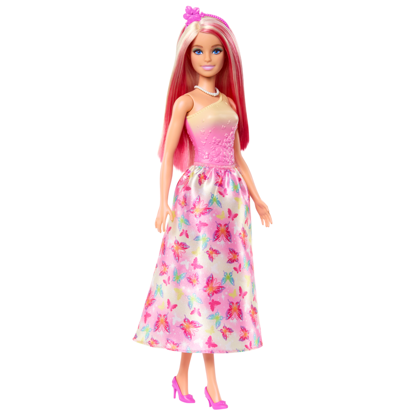 Barbie Royal Doll With Pink And Blonde Hair, Butterfly-Print Skirt And Accessories On Sale