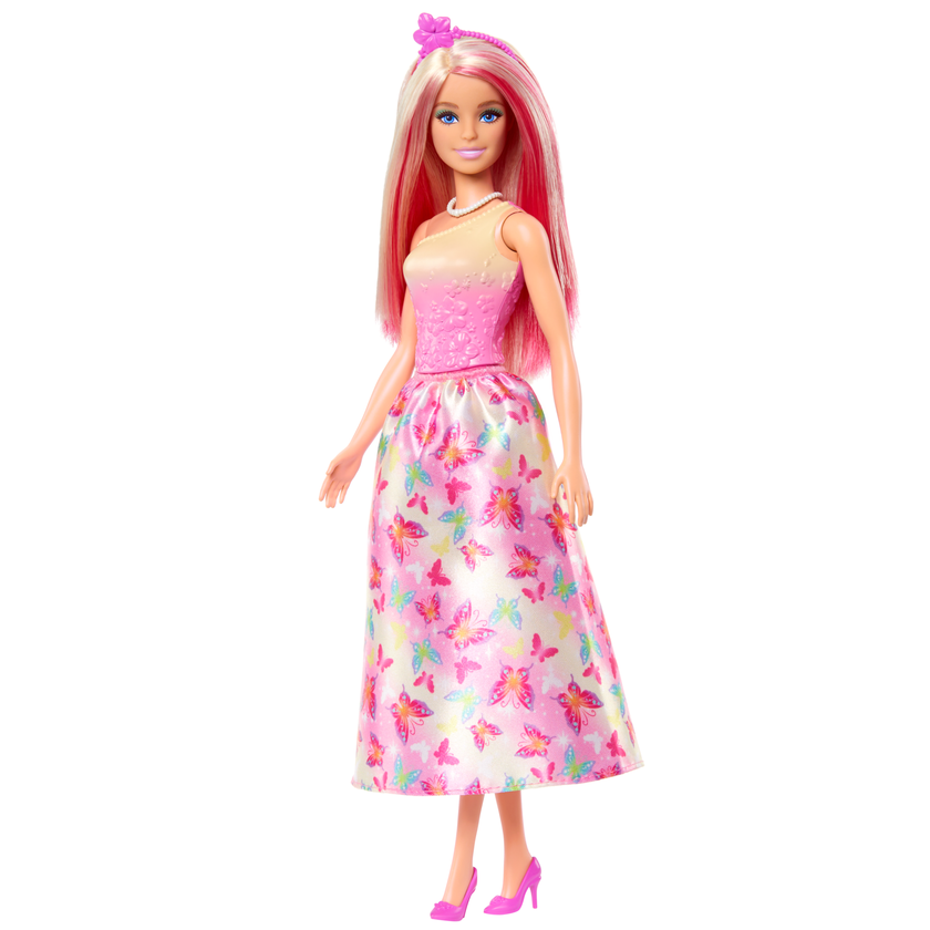 Barbie Royal Doll With Pink And Blonde Hair, Butterfly-Print Skirt And Accessories On Sale