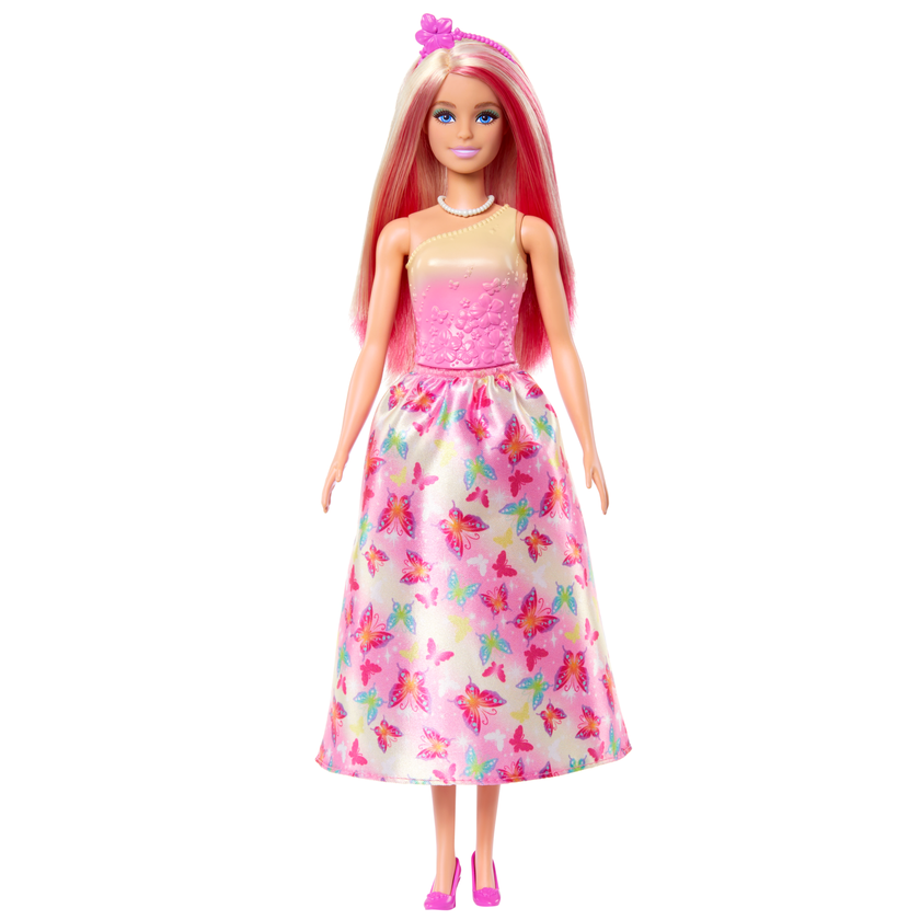 Barbie Royal Doll With Pink And Blonde Hair, Butterfly-Print Skirt And Accessories On Sale