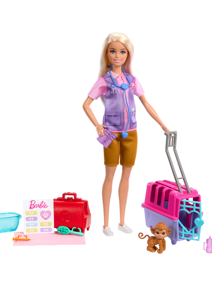 Barbie-Sauvetage D’Animaux-Coffret Poupée Blonde et Accessoires Free shipping