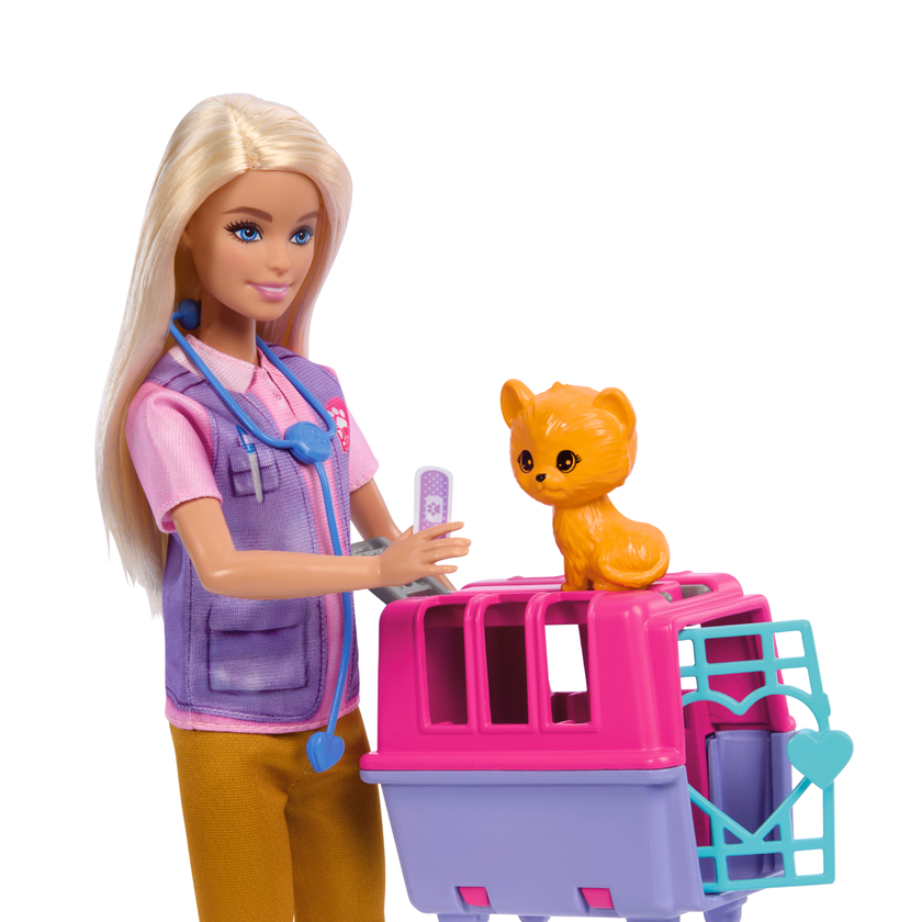 Barbie-Sauvetage D’Animaux-Coffret Poupée Blonde et Accessoires Free shipping