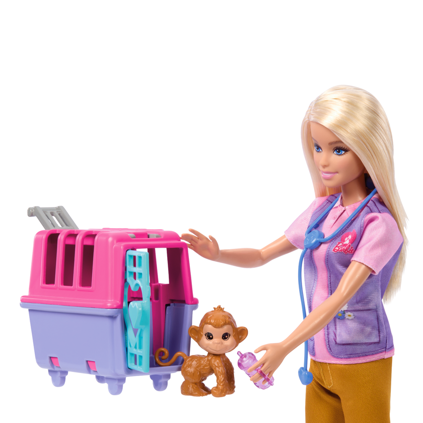 Barbie-Sauvetage D’Animaux-Coffret Poupée Blonde et Accessoires Free shipping