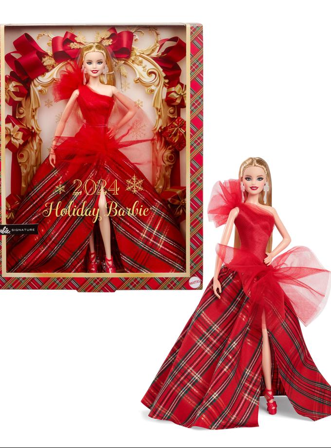 Barbie Signature 2024 Holiday Barbie Fashion Doll, Seasonal Collector Gift, Blonde With Plaid Gown For Sale