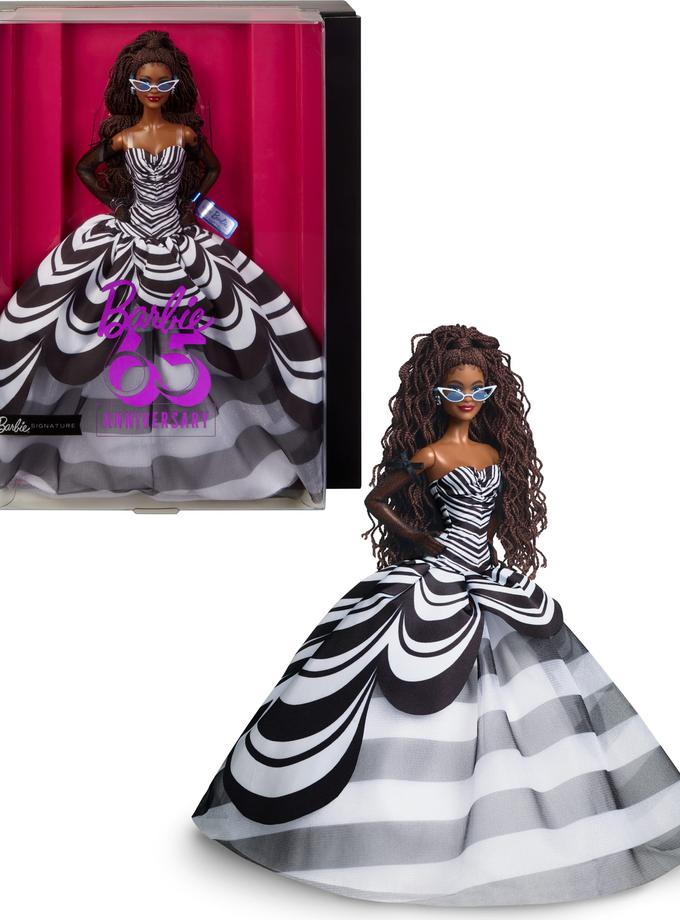 Barbie Signature 65th Anniversary Collectible Doll With Brown Hair And Black And White Gown Same Day Delivery