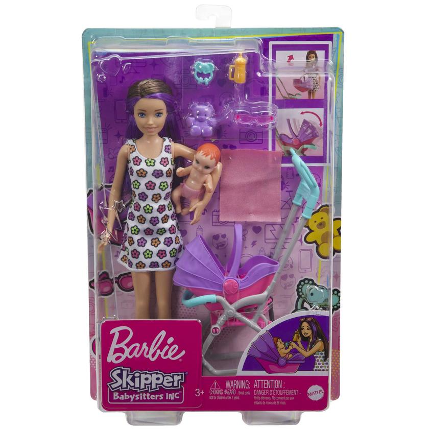 Barbie Skipper Babysitters Inc. Doll & Stroller Playset, For 3 Years & Up On Sale