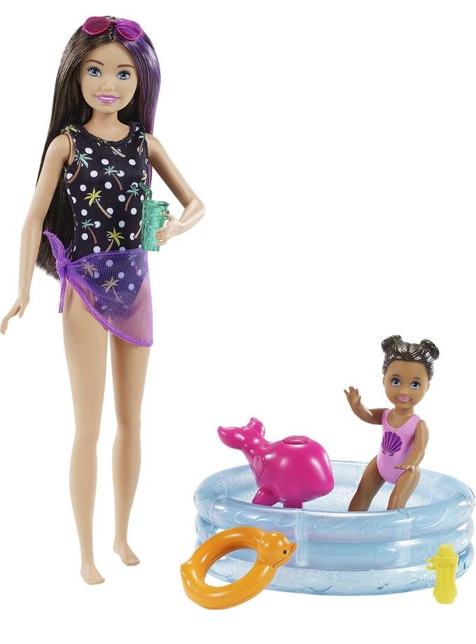 Barbie Skipper Babysitters inc Pool Playset, Skipper Doll, Color-Change Small Doll & Accessories On Sale