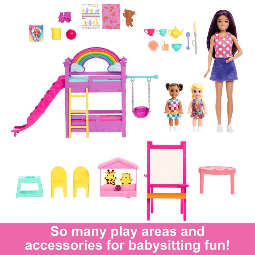 Barbie Skipper Babysitters inc. Ultimate Daycare Playset With 3 Dolls, Furniture & 15+ Accessories Best Seller