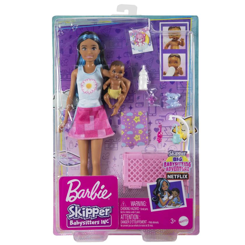 Barbie Skipper Babysitters Playset With Friend Doll, Baby Doll With Sleepy Eyes, Crib And Accessories On Sale