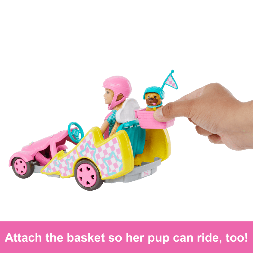 Barbie Stacie Racer Doll With Go-Kart Toy Car, Dog, Accessories, & Sticker Sheet Free shipping