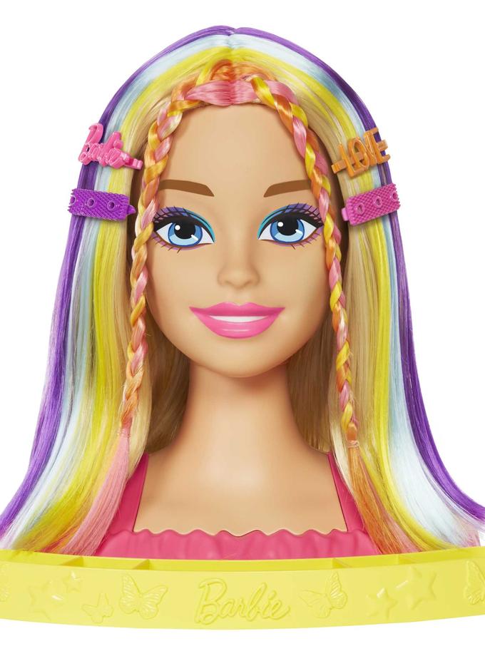 Barbie Styling Head Muñeca Arcoíris Neon Rubia Best Buy