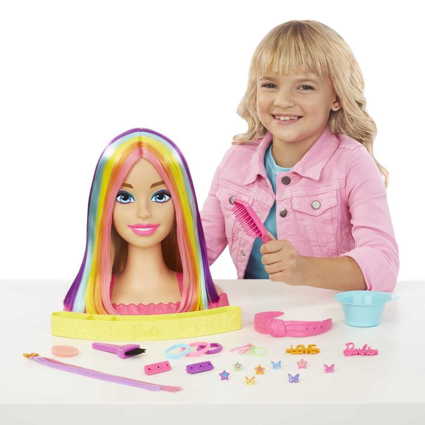 Barbie Styling Head Muñeca Arcoíris Neon Rubia Best Buy