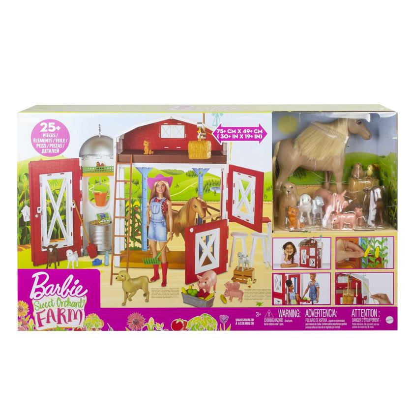 Barbie Sweet Orchard Farm Playset With Barn, 11 Animals, Working Features & 15 Accessories New Arrival