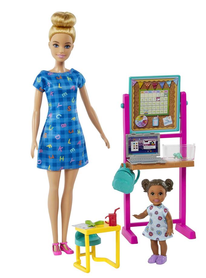 Barbie Teacher Playset With Blonde Doll, Small Doll And Accessories Like Flip Board, Desk And More Best Seller