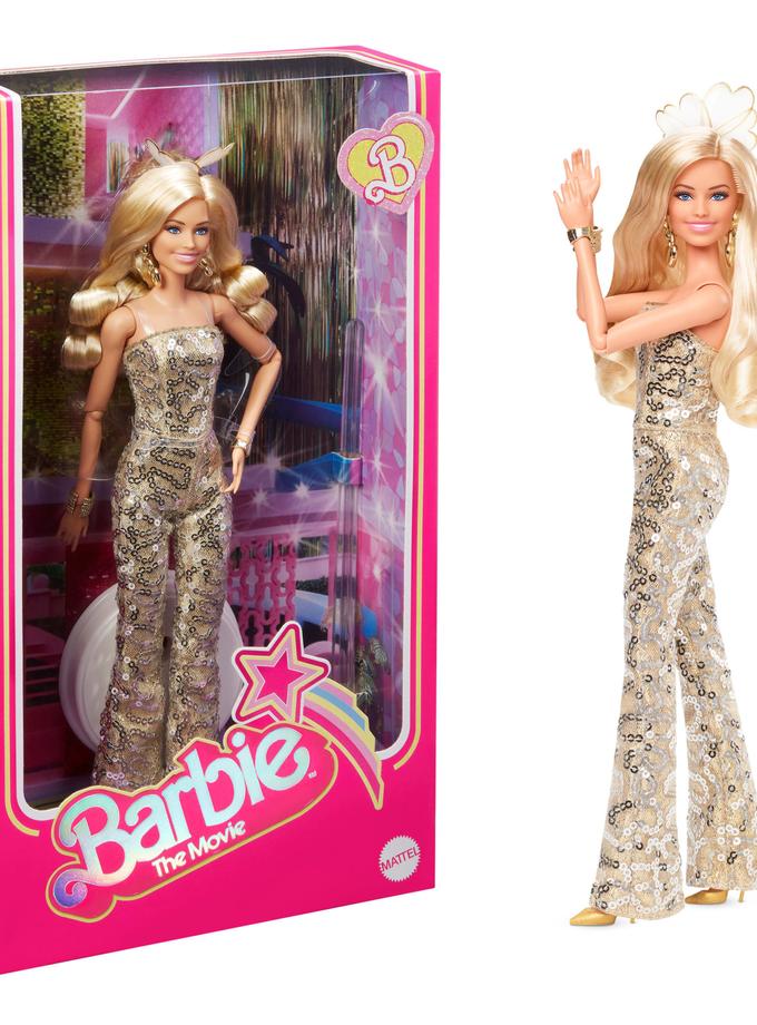 Barbie The Movie Collectible Doll, Margot Robbie As Barbie in Gold Disco Jumpsuit On Sale