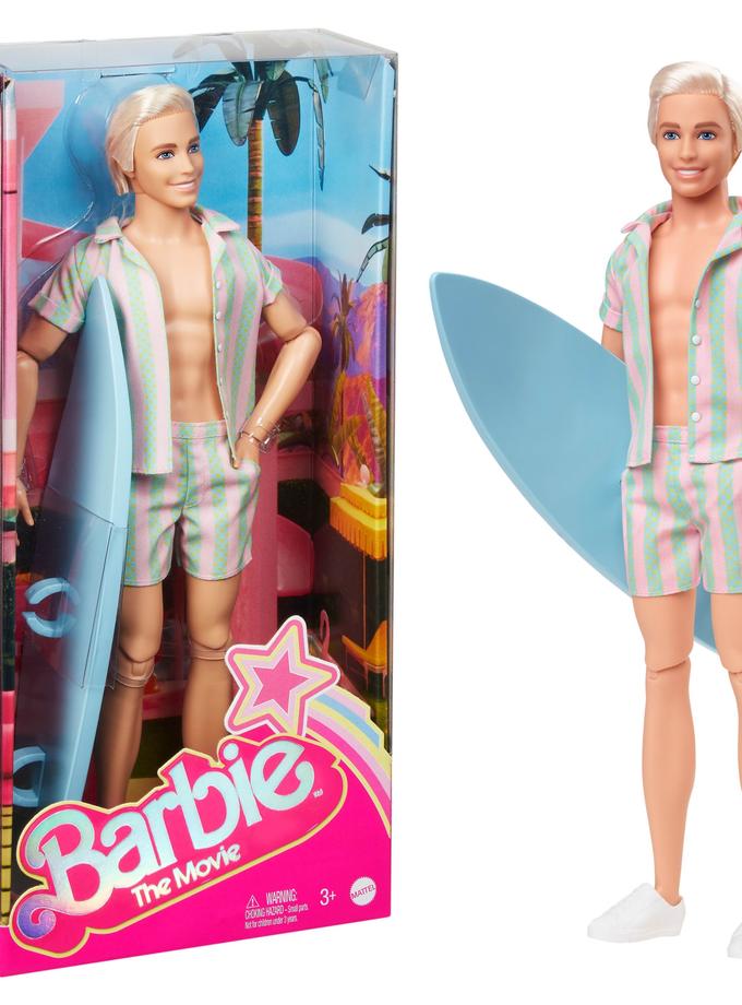 Barbie The Movie Ken Doll Wearing Pastel Striped Beach Matching Set Free shipping