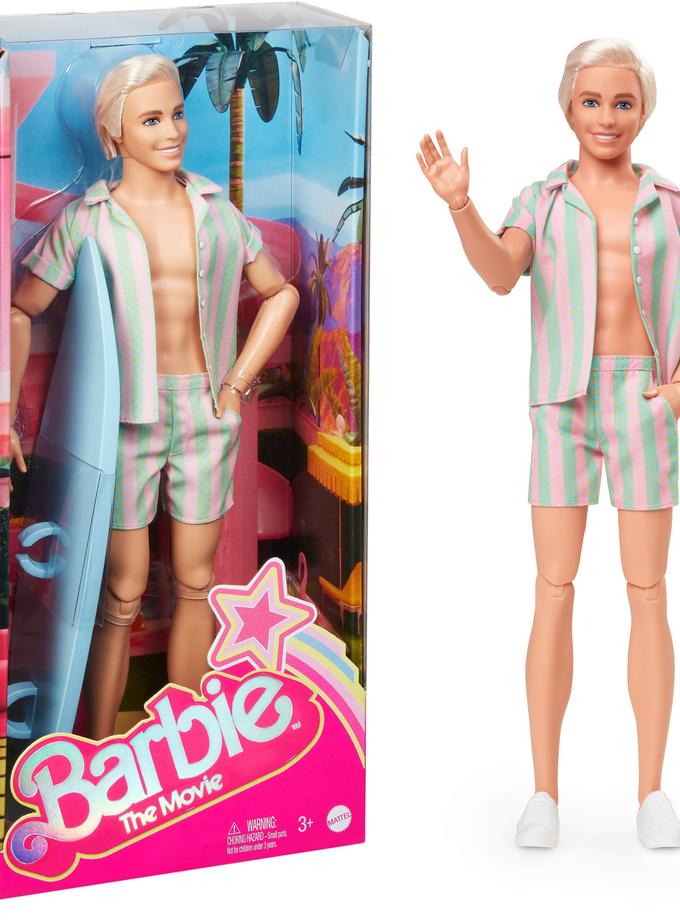 Barbie the Movie Ken Doll Wearing Pastel Striped Beach Matching Set Same Day Delivery