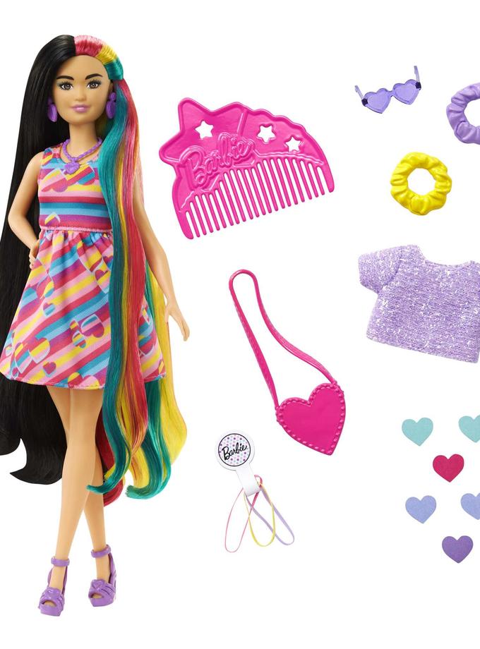 Barbie Totally Hair Boneca Vestido Listrado Colorido Best Seller