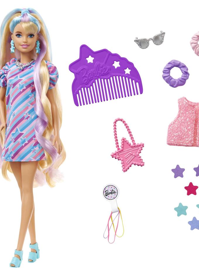 Barbie Totally Hair Star-themed Doll, 8.5 Inch Fantasy Hair, Dress, 15 Accessories, 3 & Up Same Day Delivery