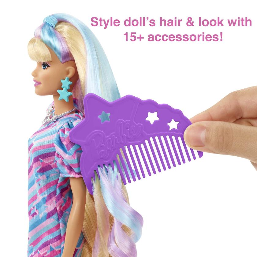 Barbie Totally Hair Star-themed Doll, 8.5 Inch Fantasy Hair, Dress, 15 Accessories, 3 & Up Same Day Delivery