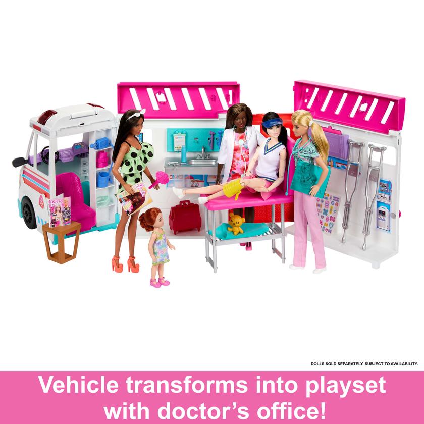 Barbie Toys, Transforming Ambulance And Clinic Playset, 20+ Accessories, Care Clinic New Arrival