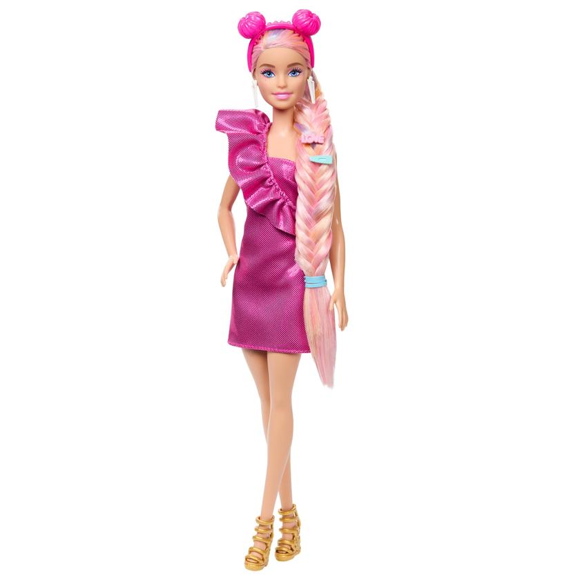 Barbie Ultra Chevelure Poupée, Robes, 10 Accessoires de Coiffure New Arrival