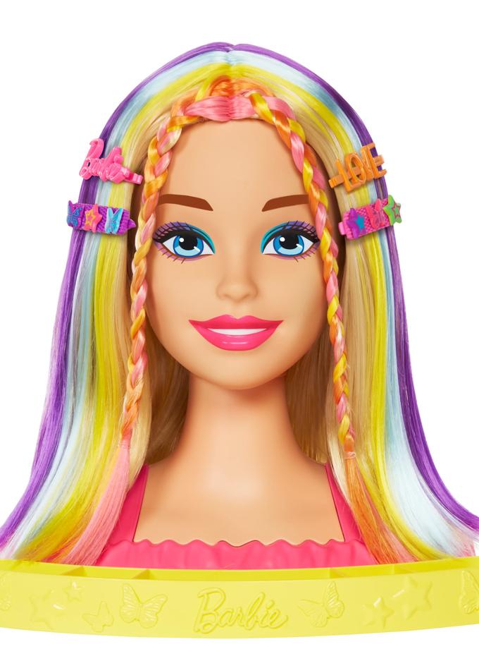 Barbie-Ultra Chevelure-Tête à Coiffer Blonde Mèches Arc-en-Ciel New Arrival