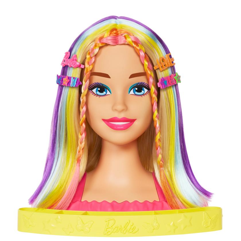 Barbie-Ultra Chevelure-Tête à Coiffer Blonde Mèches Arc-en-Ciel New Arrival