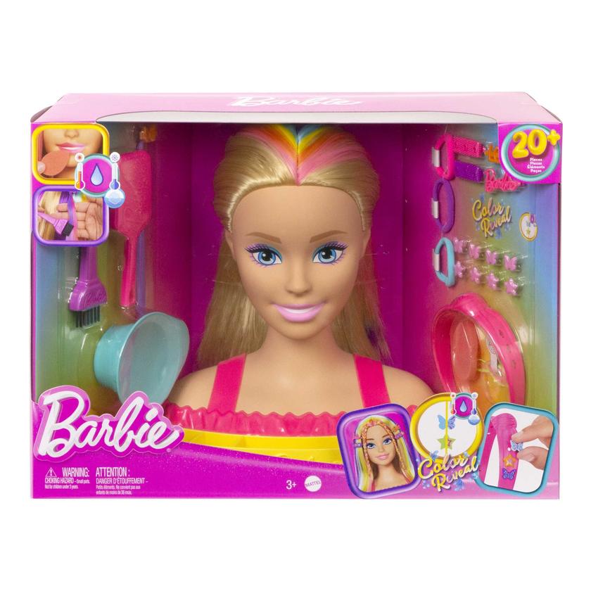 Barbie-Ultra Chevelure-Tête à Coiffer Blonde Mèches Arc-en-Ciel New Arrival